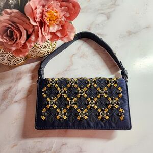 Elegant Black and Gold Embellished Women's Bag